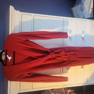 Diane Von Furstenberg (DVF) Linda Knit Wrap Dress, Red (Rubiate), Size m Medium